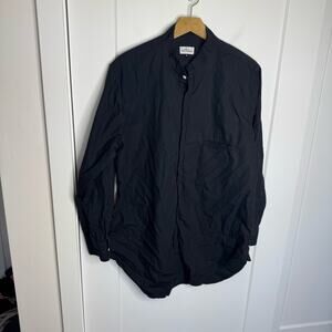 House Of St. Clair Black Button Down Dress Shirt 100% Cotton Size Medium